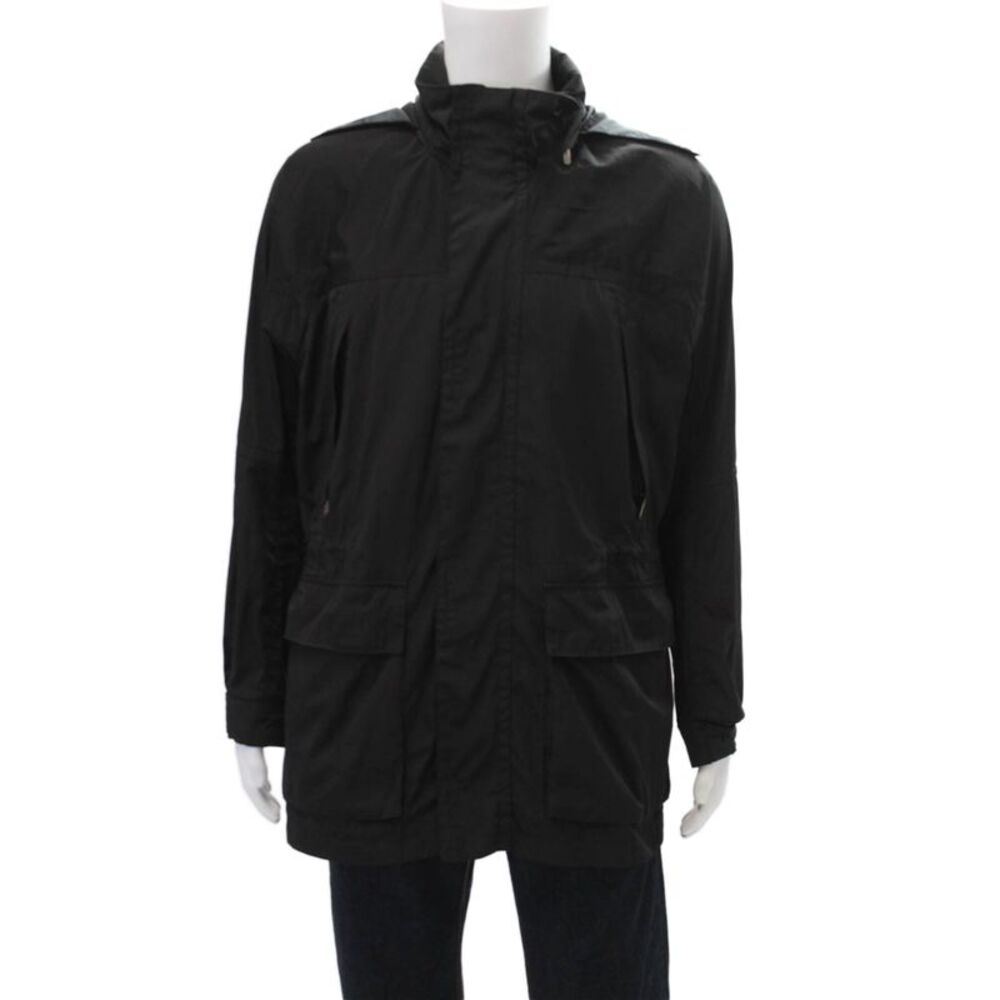 Tech Mens Full Zipper Mock Neck Windbreaker Jacket Black Size Medium